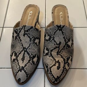 Snake Skin Mules- Great Condition!
